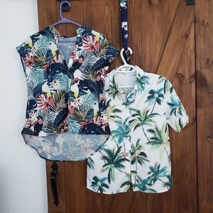 NWOT - Lot of 2 tropical print tops - small